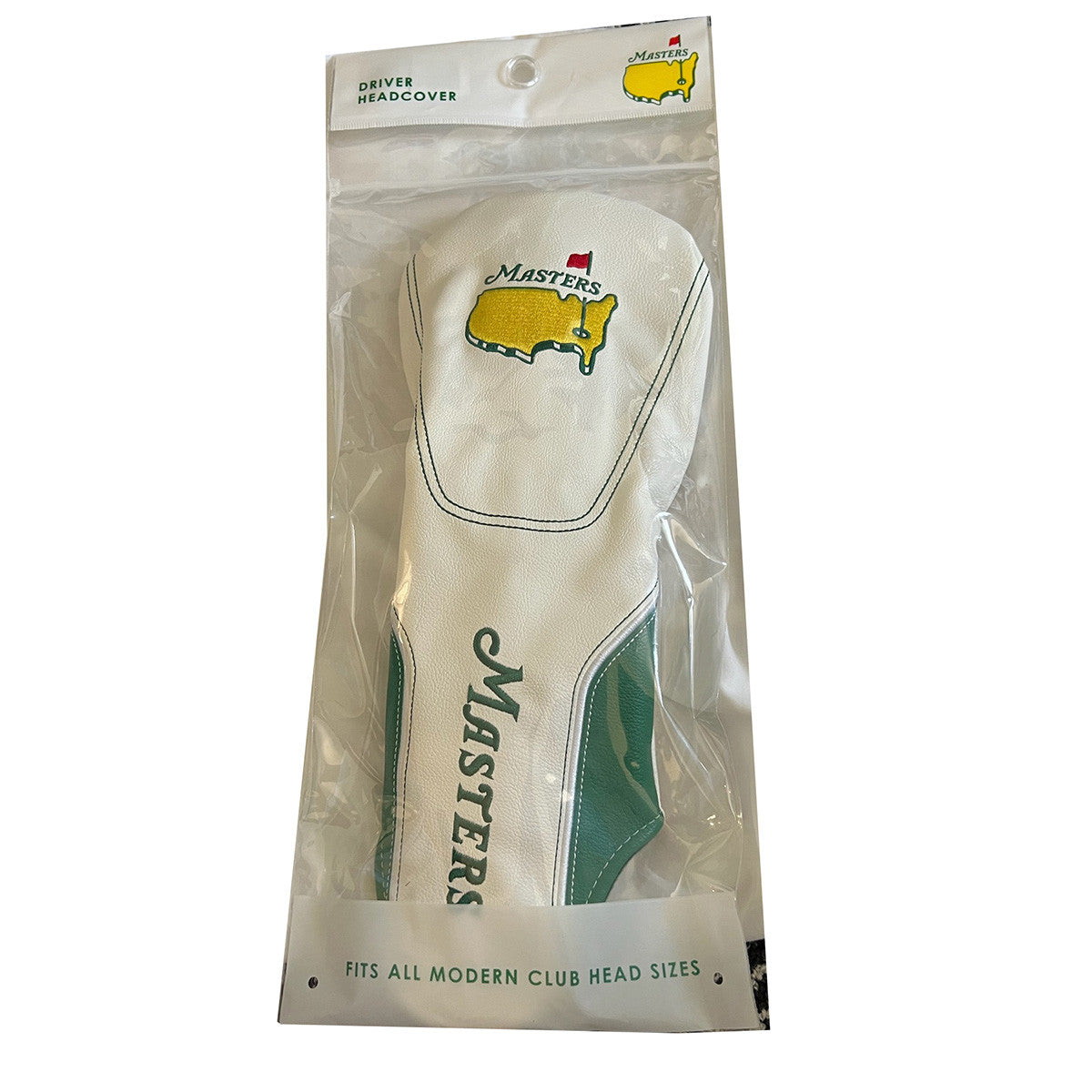 Masters White Driver Headcover with Green Trim