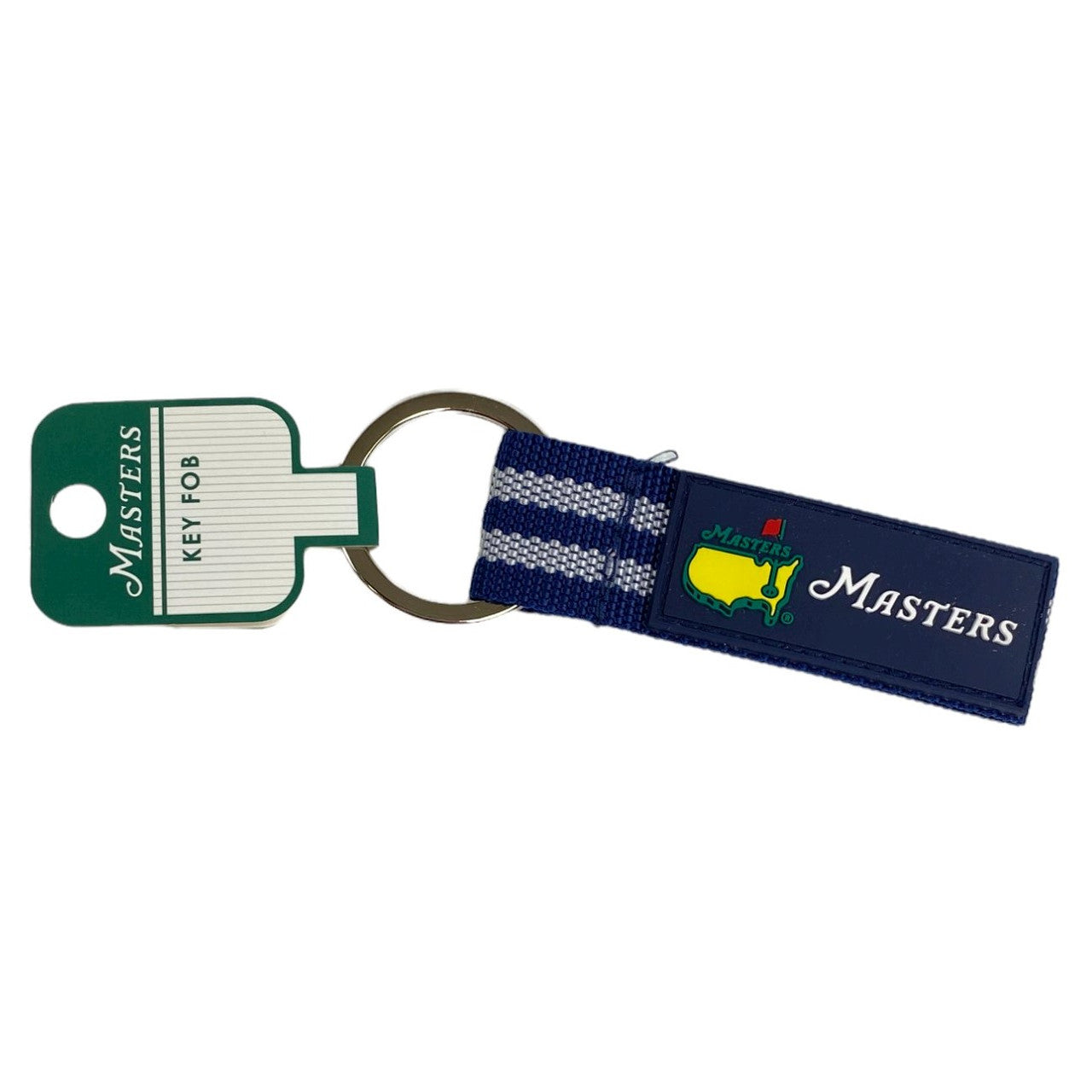 Masters Navy and White Stripe Web Key Fob