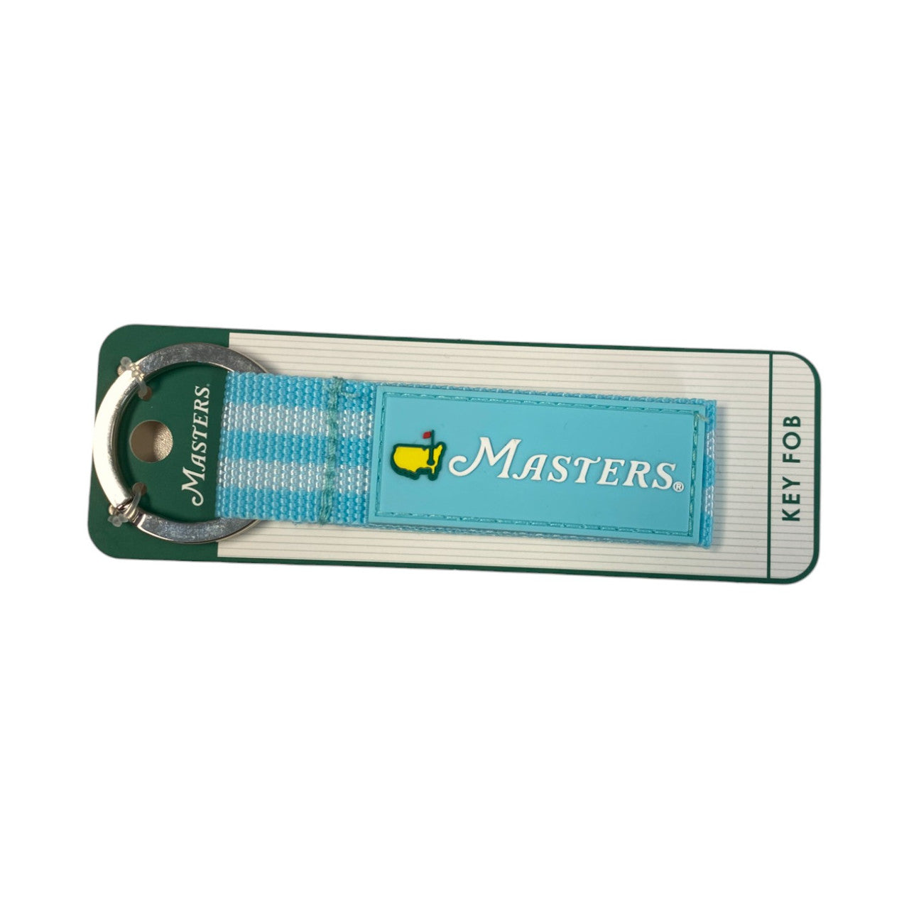 Masters Aqua Blue Nylon Webbed Keychain Key Fob with Stripes