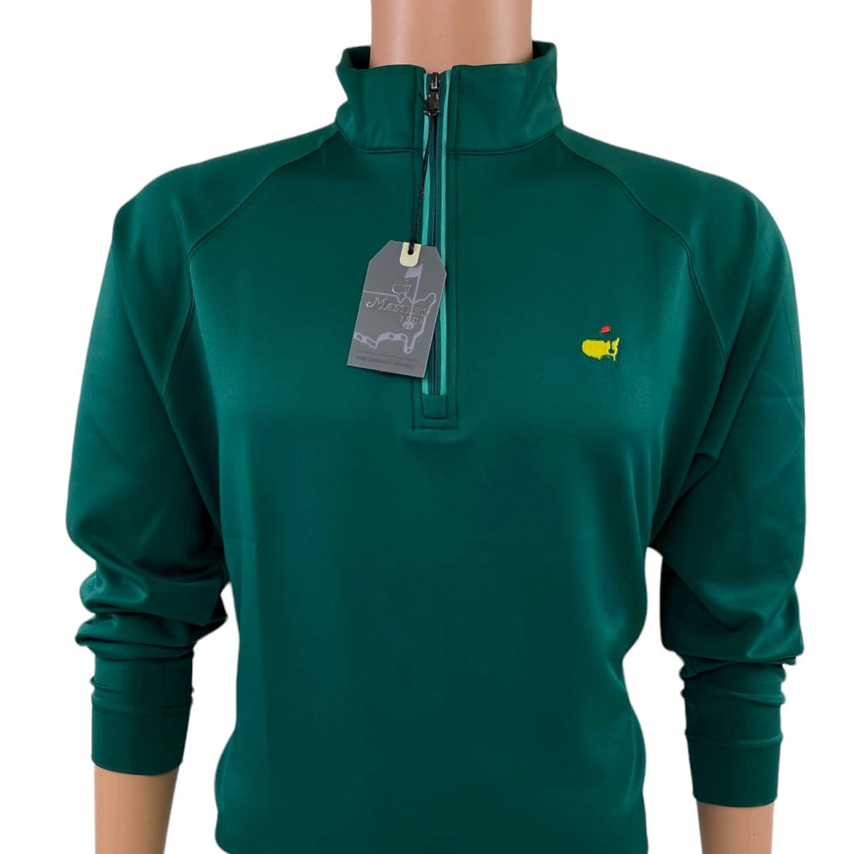 Masters Performance Tech Green 1/4 Zip Pullover with Light Green