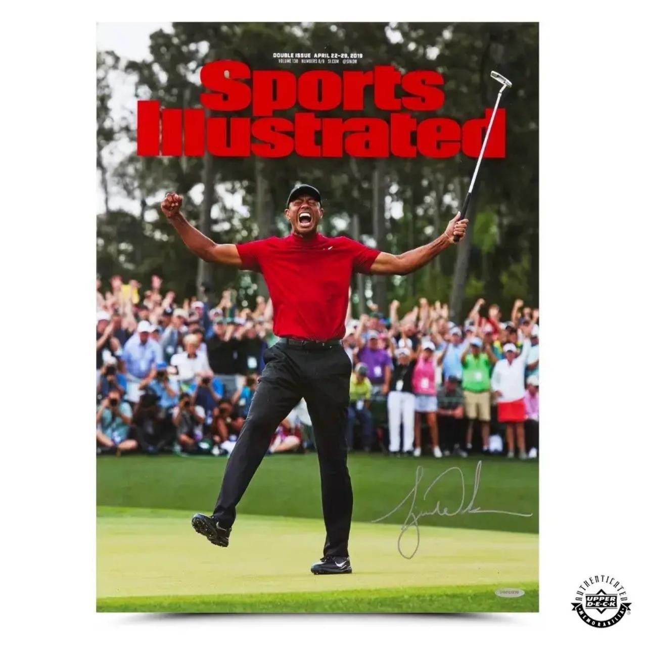 Authentic Tiger Woods Autographed Sports Illustrated Cover Print 15x20 - 2019 Masters Champion