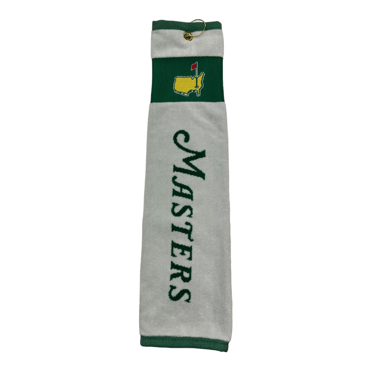 Masters Tri Fold Golf Towel - White/Green Script