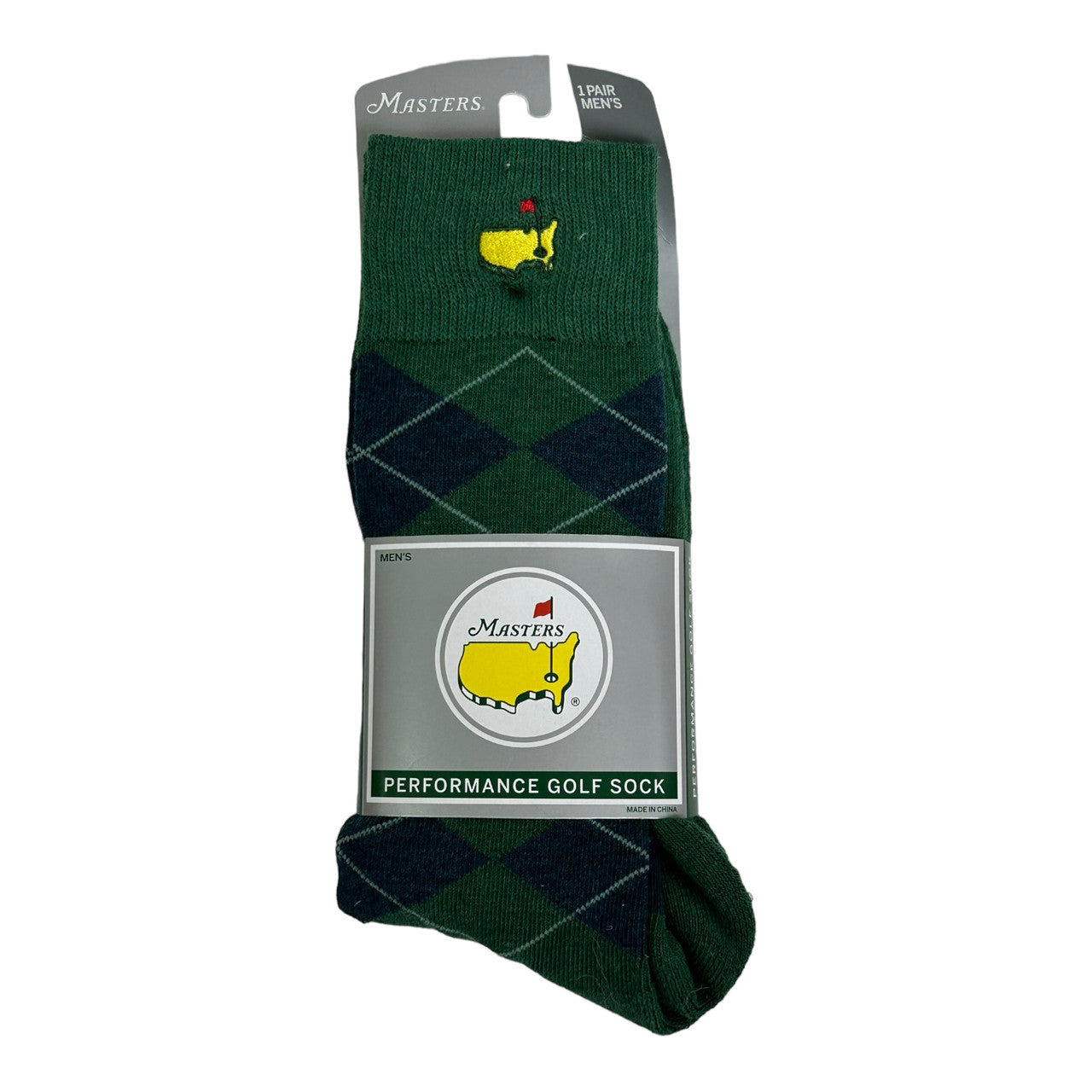 Masters Men's FootJoy Performance Golf Socks - Green and Navy Blue Argyle Pattern