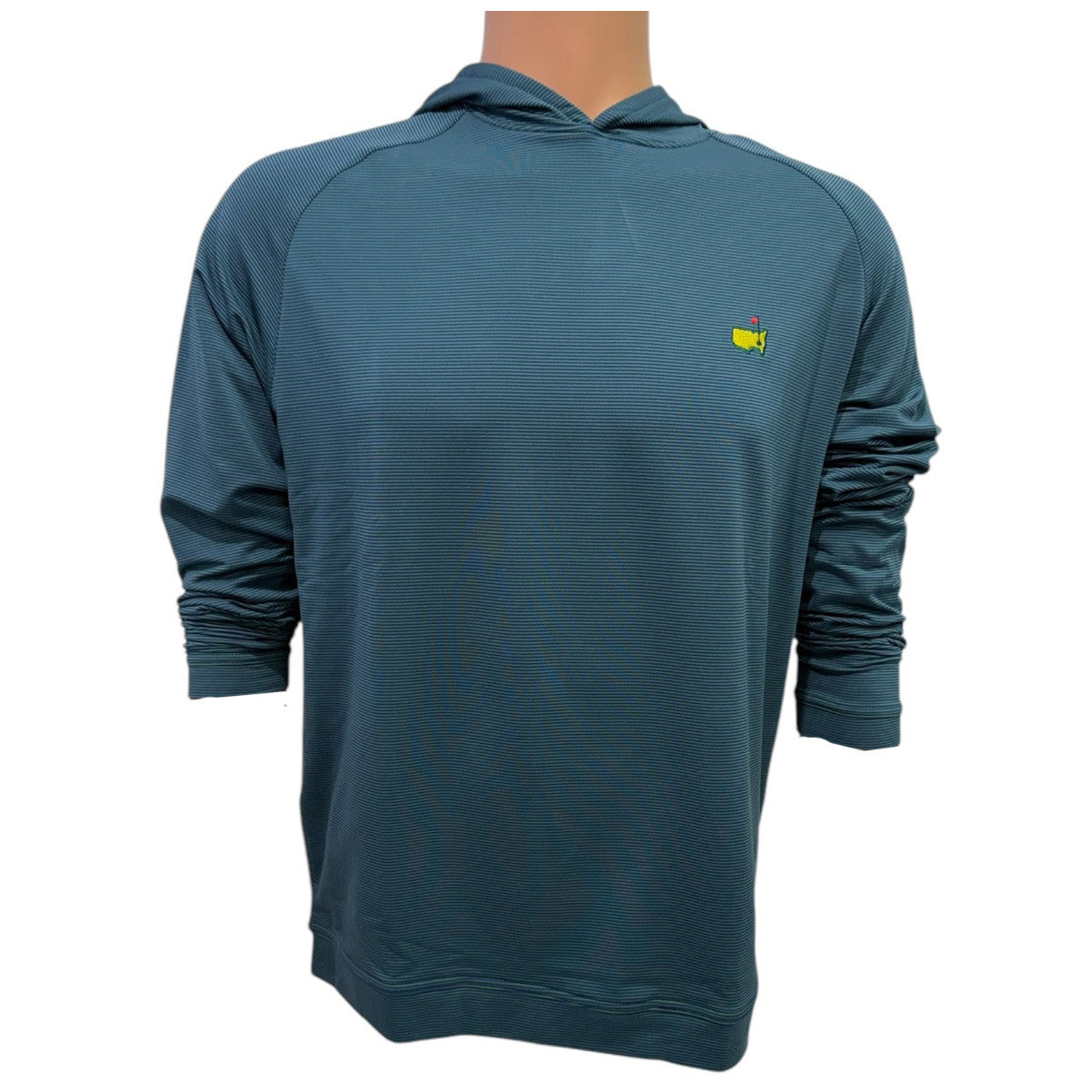 Masters Peter Millar Navy and Green Micro Stripe Performance Tech Hoodie