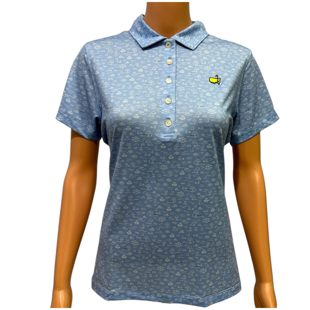 Masters Magnolia Lane Blue with White Icons Performance Tech Polo