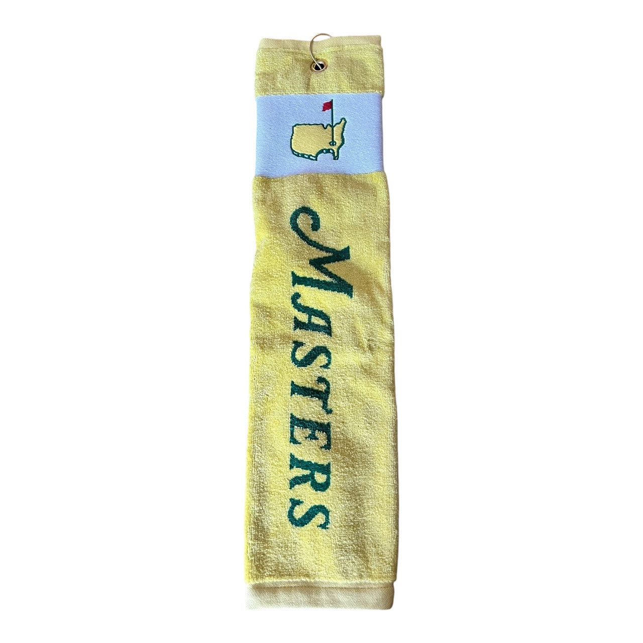 Masters Yellow Tri-Fold Towel with Green Script