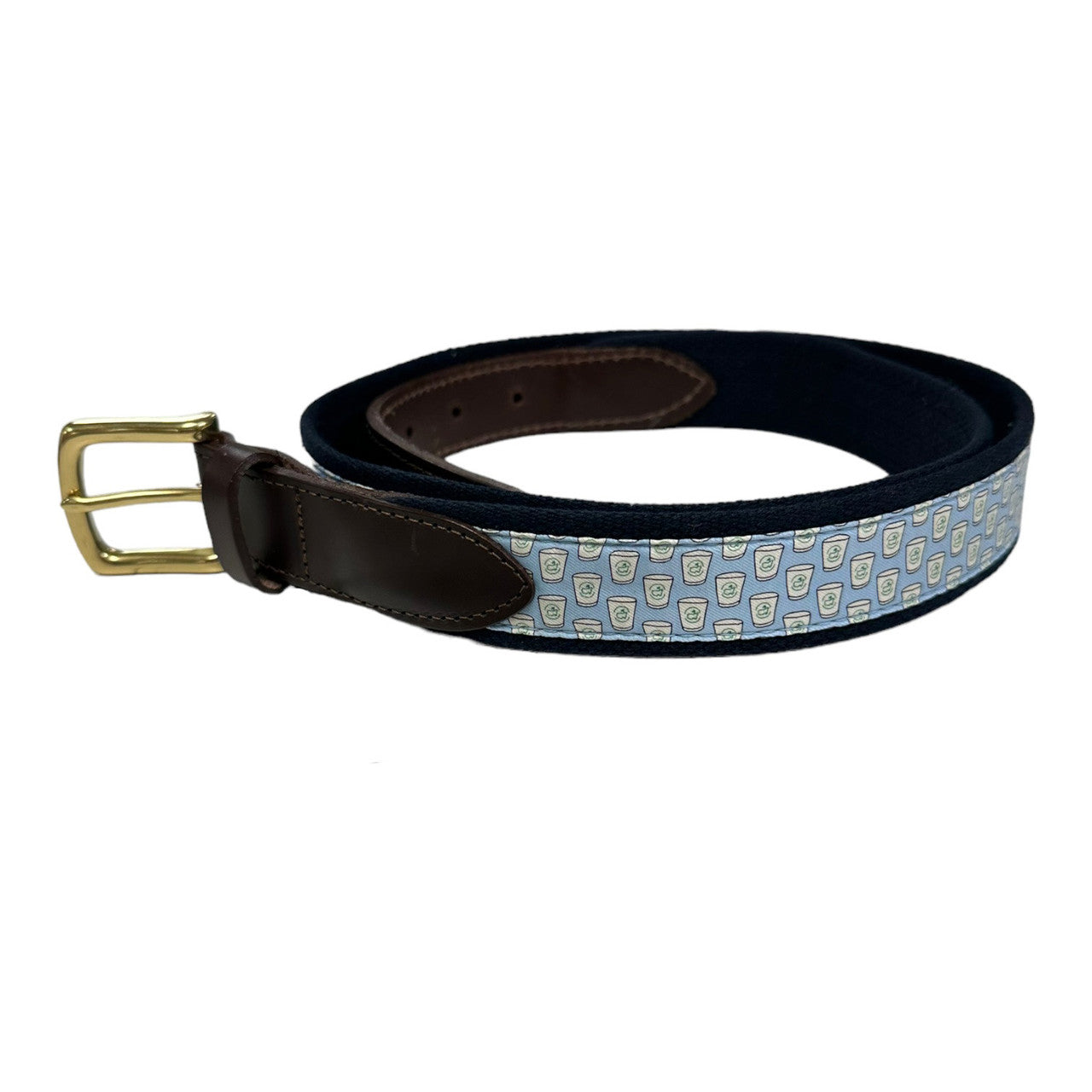 Masters Vineyard Vines Navy and Sky Blue Woven Belt with Plastic Cup Concessions Pattern