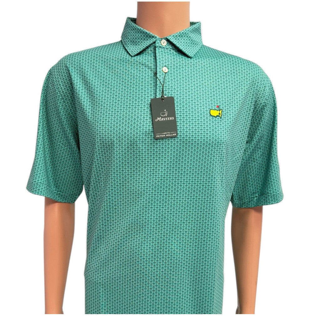 Masters Peter Millar Light Green Performance Tech Polo with Clubhouse Icons
