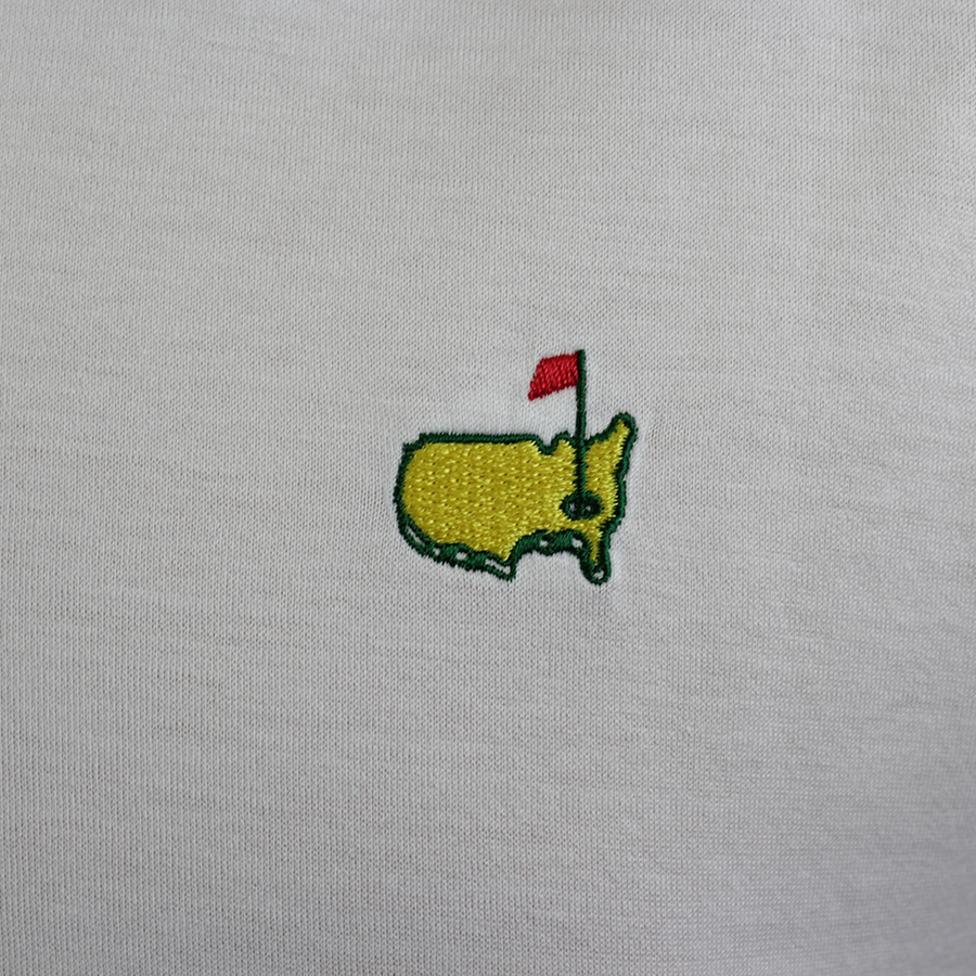 Masters White Performance Tech Polo Golf Shirt - Logo Embroidery Left Chest Closeup