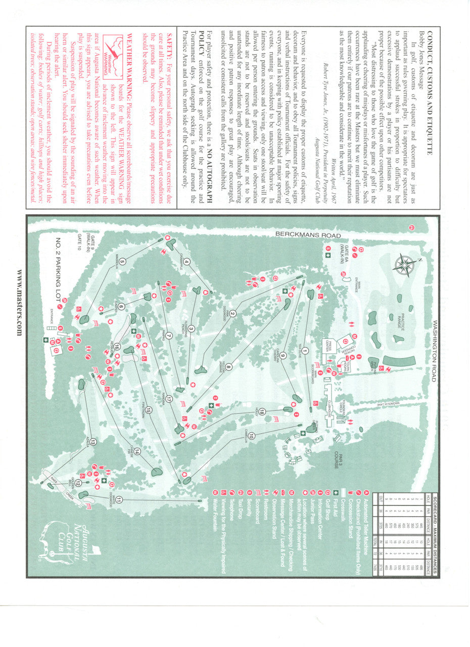 2010 Masters Tournament Thursday Pairing Sheet - Winner Phil Mickelson