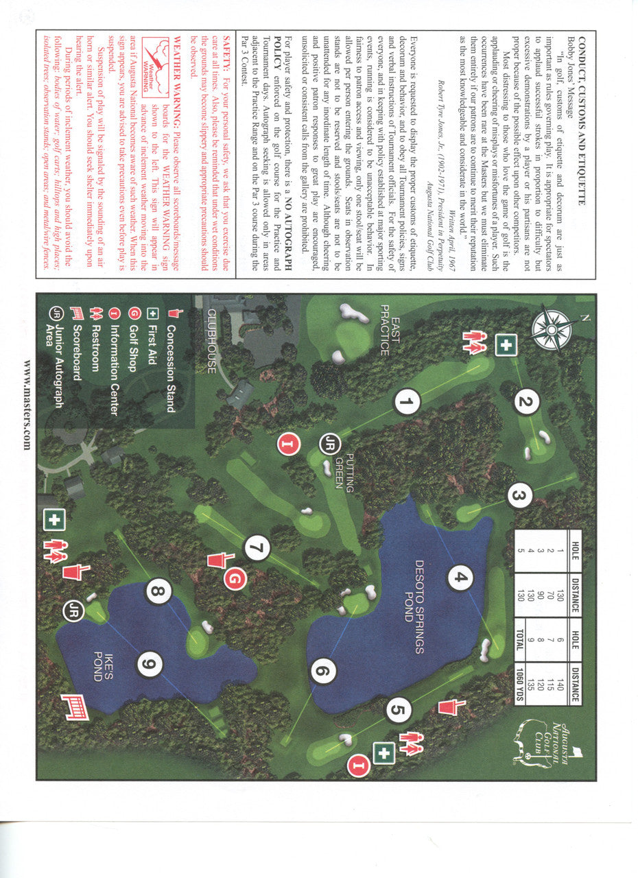 2013 Masters Tournament Par 3 Contest Pairing Sheet - Winner Adam Scott