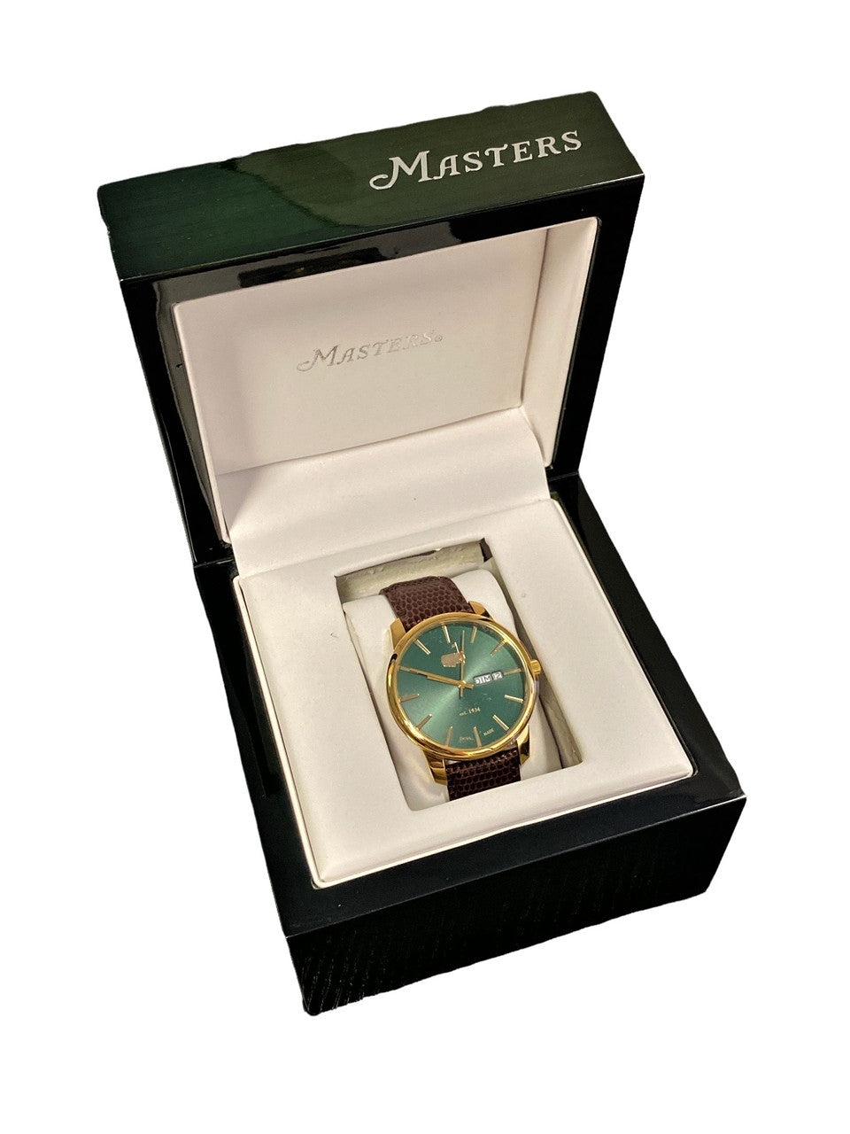 Masters Men's Brown Leather Band Dress Watch with Green Face