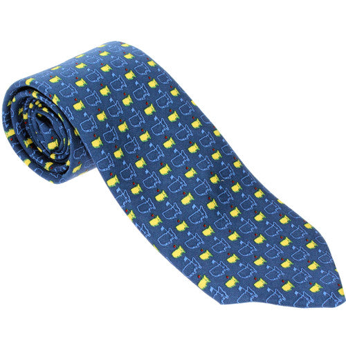 Masters Navy Blue Tie With Yellow Logos