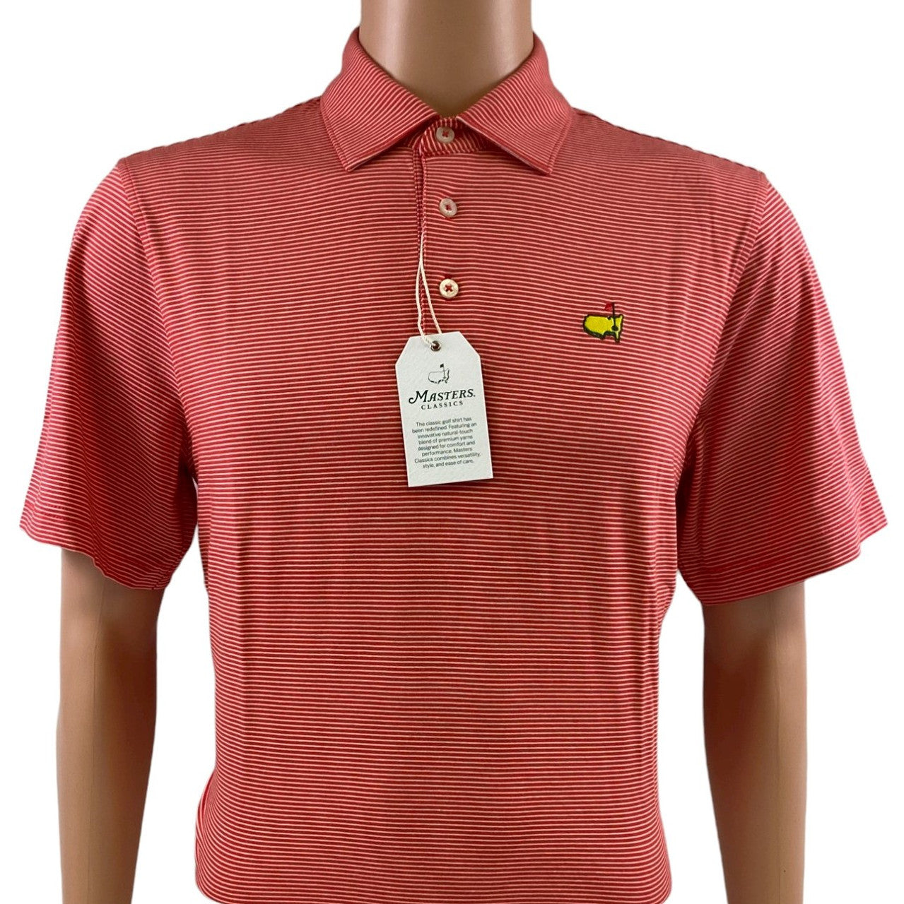Masters Classics Burnt Orange and White Micro Stripe Pima Cotton Blend Polo