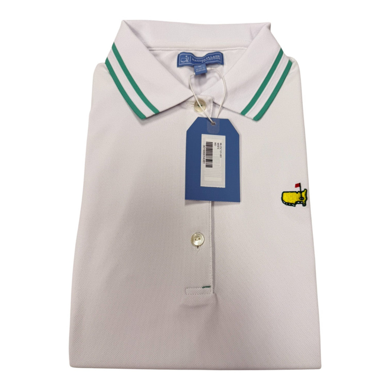 Masters Magnolia Lane Collection Ladies Pima Cotton Blend White Polo with Mint Stripes