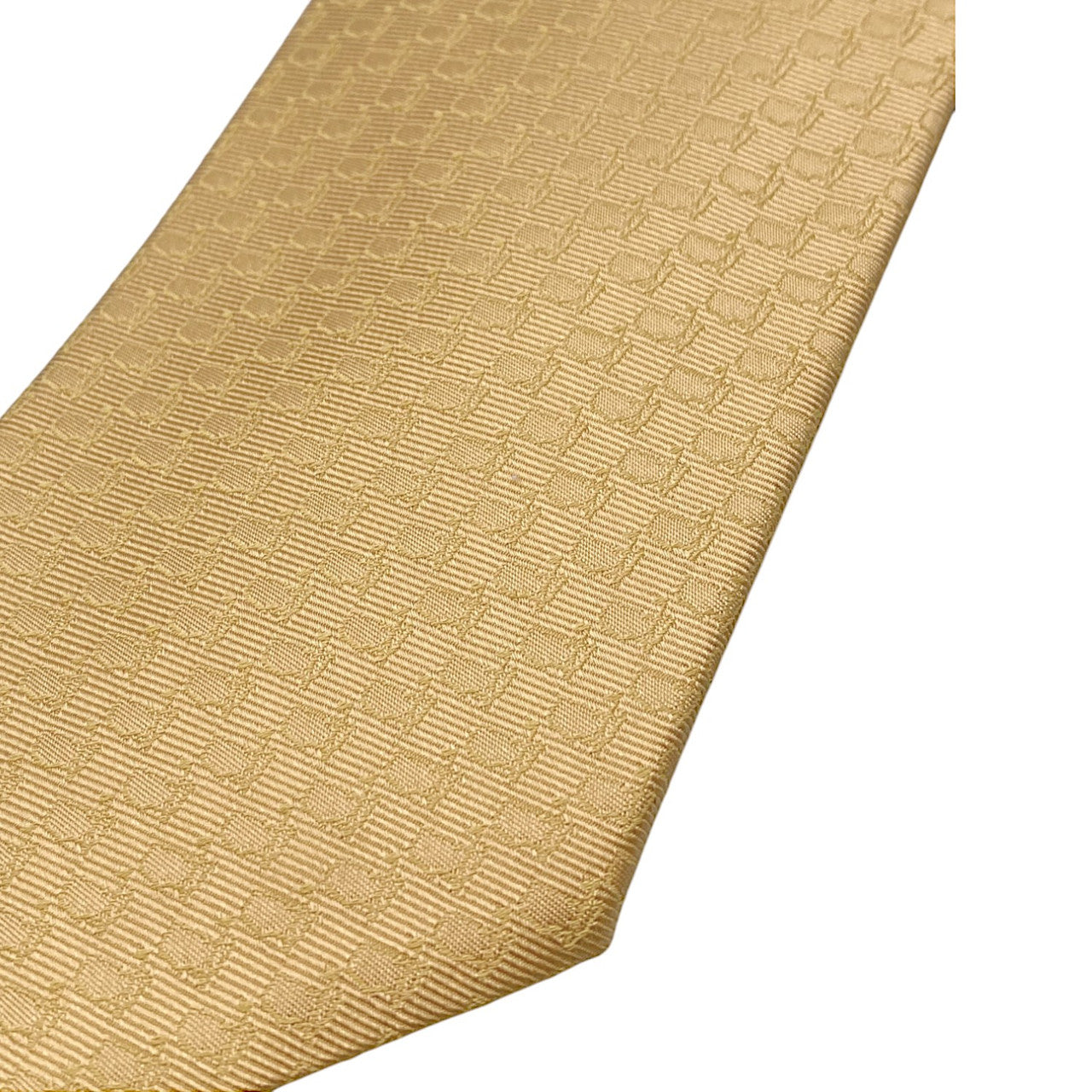 Masters Made in Italy Yellow Gold Silk Tie with Mini Logo Woven Damask Pattern