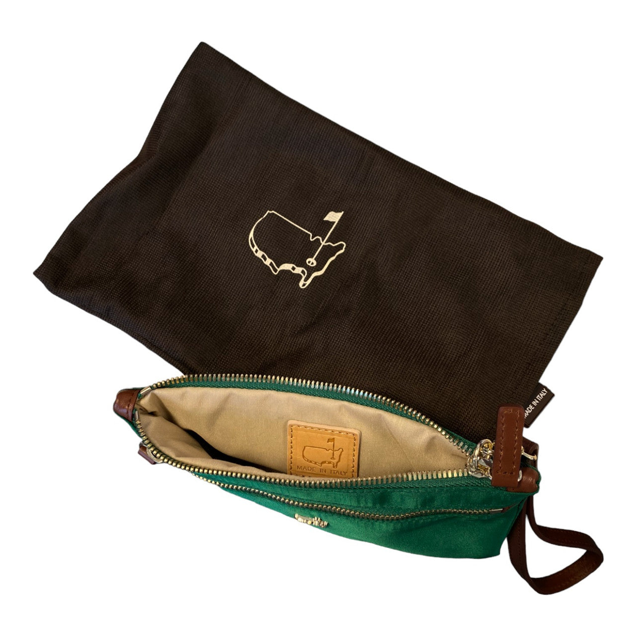 Masters Green Made in Italy Collection Nylon Zippered Wristlet