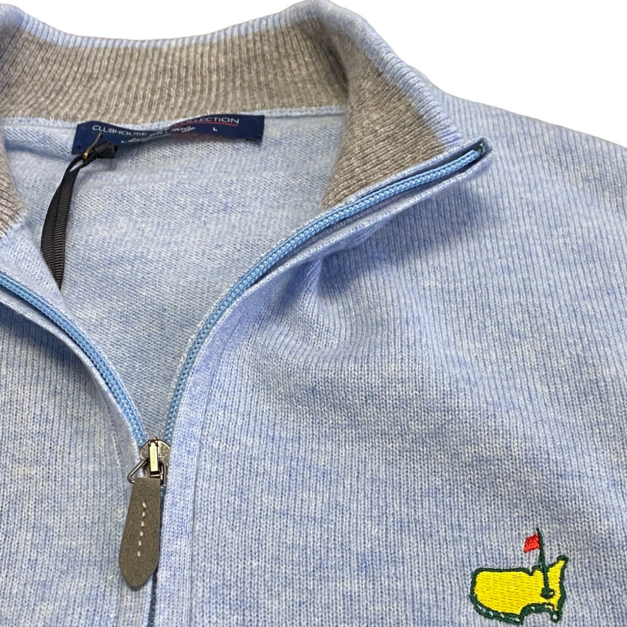 Masters Clubhouse Collection Italian Cashmere Azzurro Quarter Zip Sweater