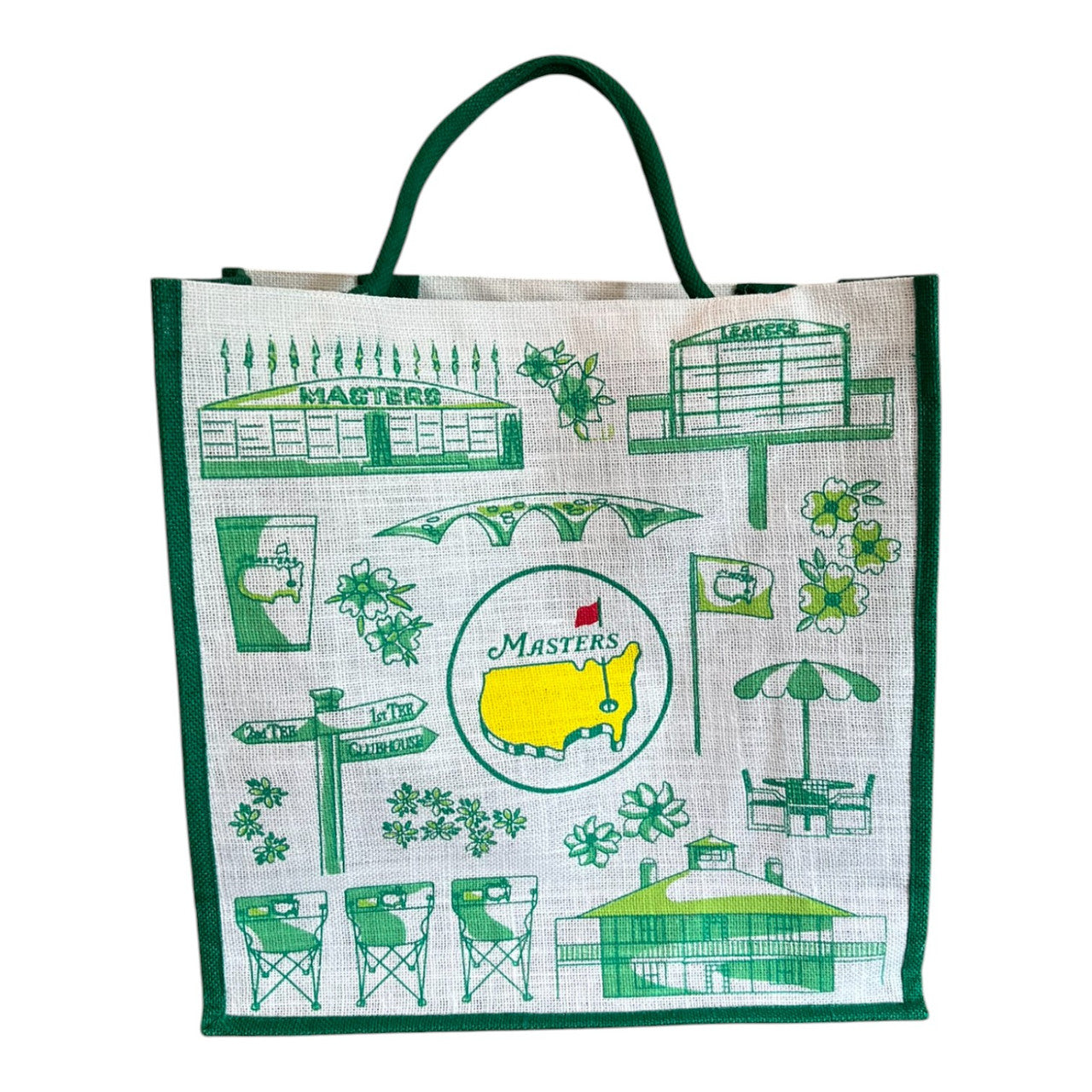 Masters Green and White Icons Jute Bag