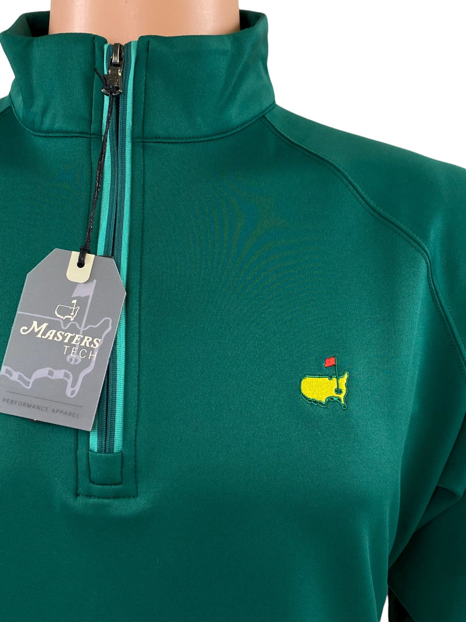 Masters Performance Tech Green 1/4 Zip Pullover with Light Green
