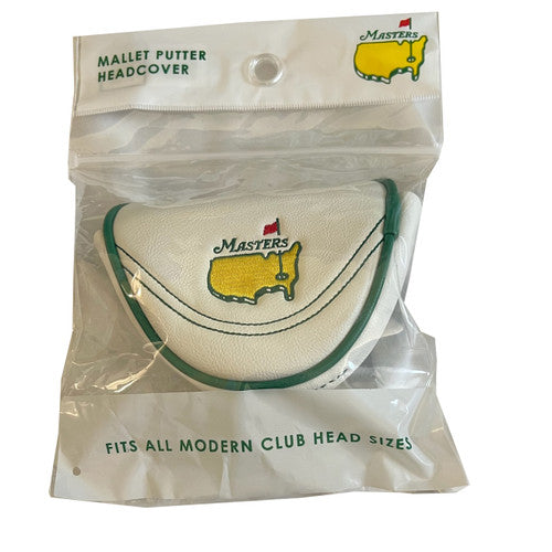 Masters White Mallet Putter Cover with Green Trim