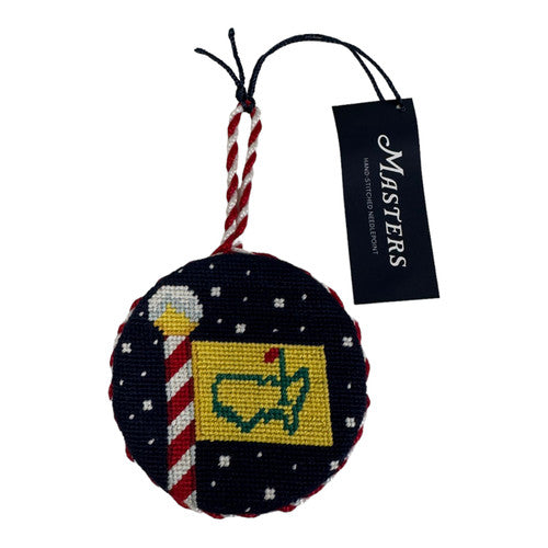 Masters Smathers & Branson Needlepoint Pin Flag North Pole Ornament with Candy Cane Stripes