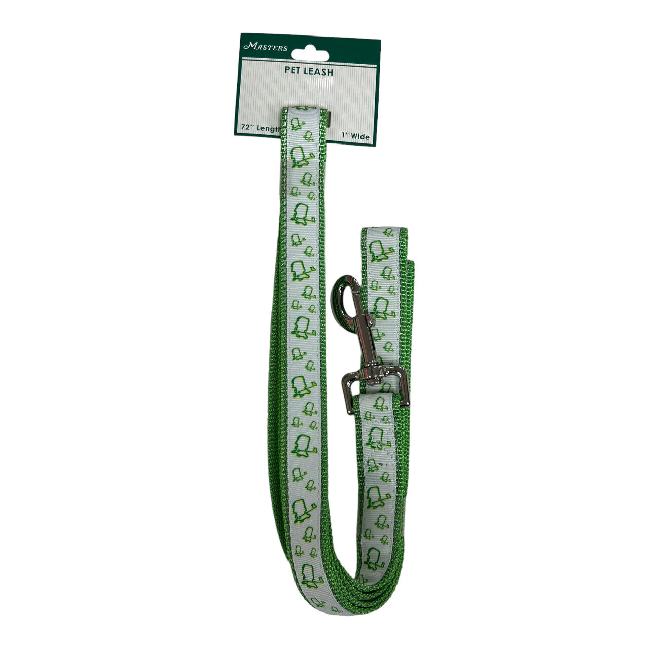 Masters Logo White Dog Leash - 72in Light Green Trim