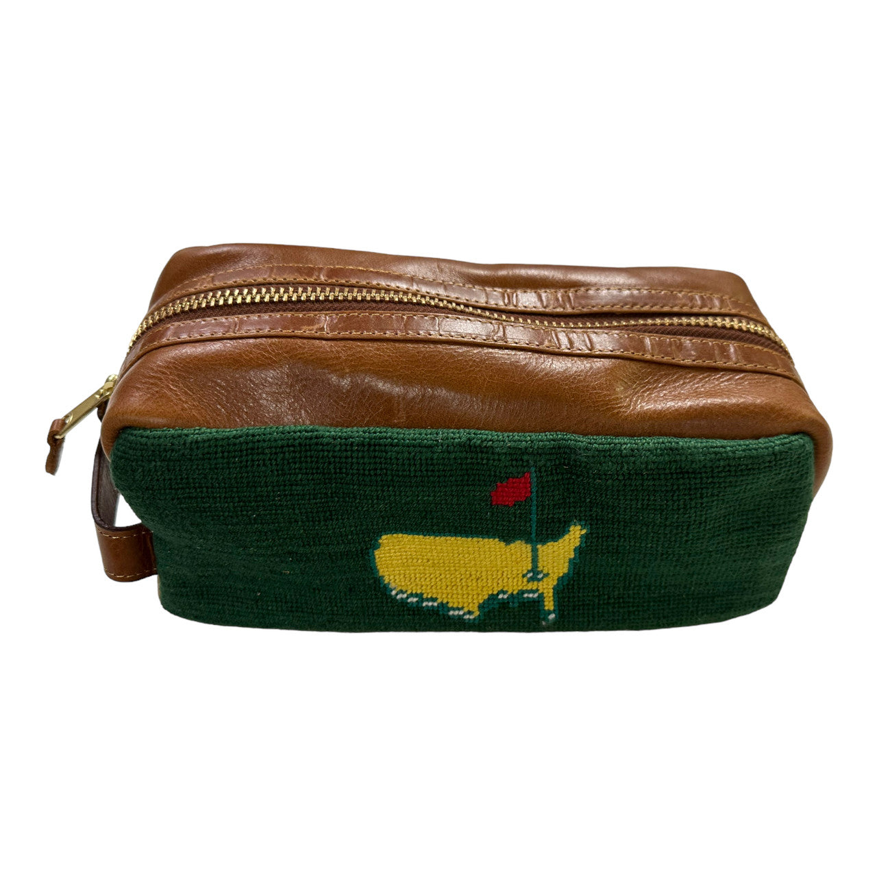 Masters Logo Smathers & Branson Needlepoint and Leather Dopp Travel Kit