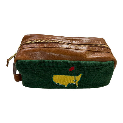 Masters Logo Smathers & Branson Needlepoint and Leather Dopp Travel Kit