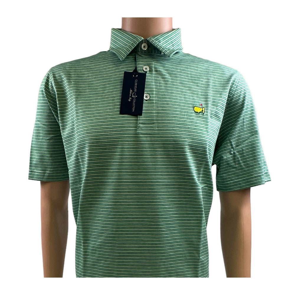Masters Clubhouse Collection Cotton Jacquard Knit Greens Multi-Stripe Polo