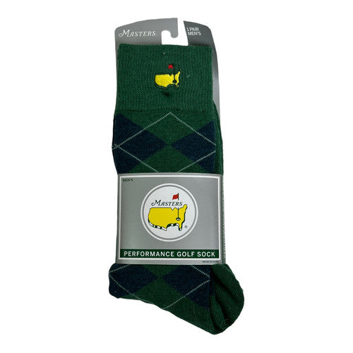 Masters Men's FootJoy Performance Golf Socks - Green and Navy Blue Argyle Pattern