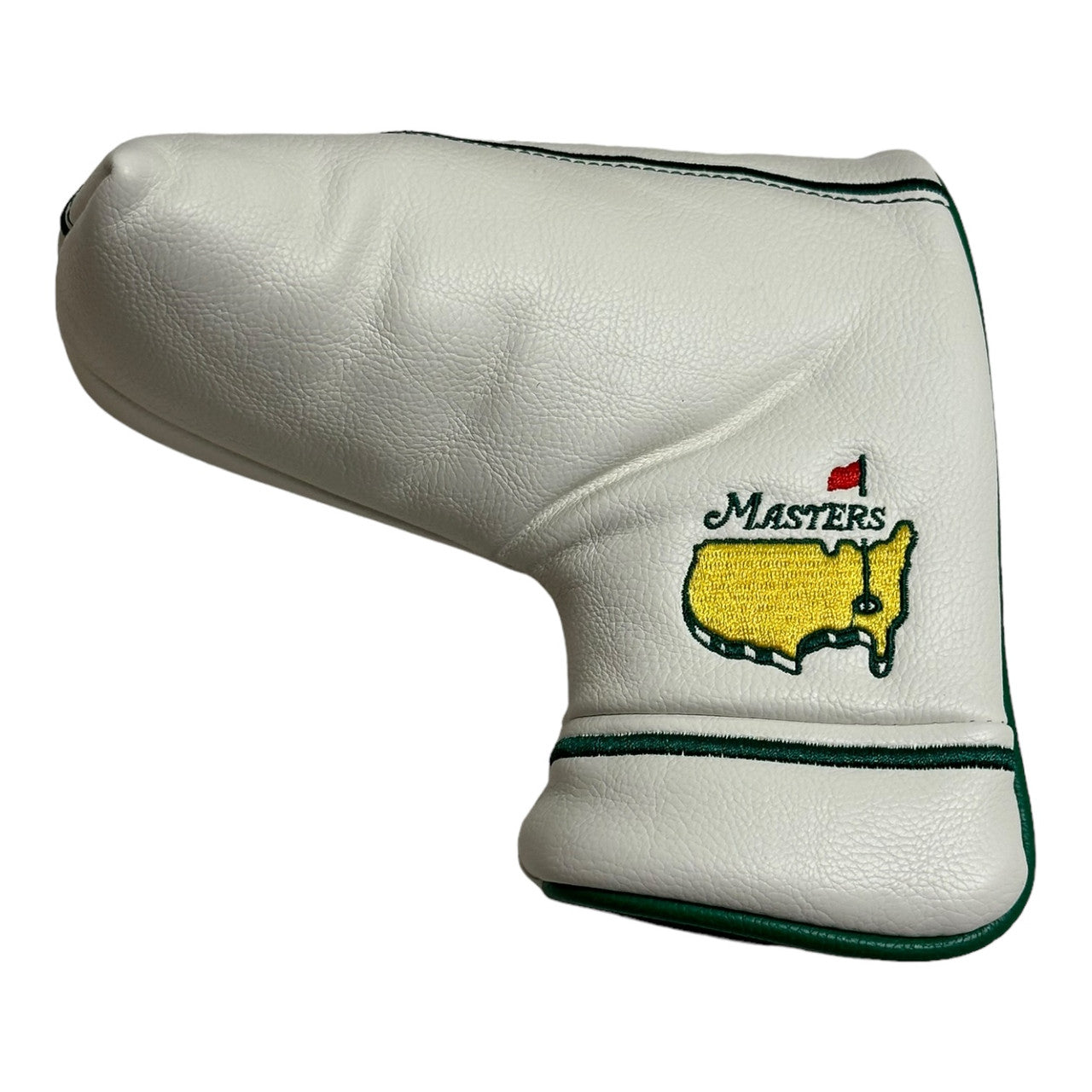 Masters White Blade Putter Cover with Green Trim and Velcro Closure