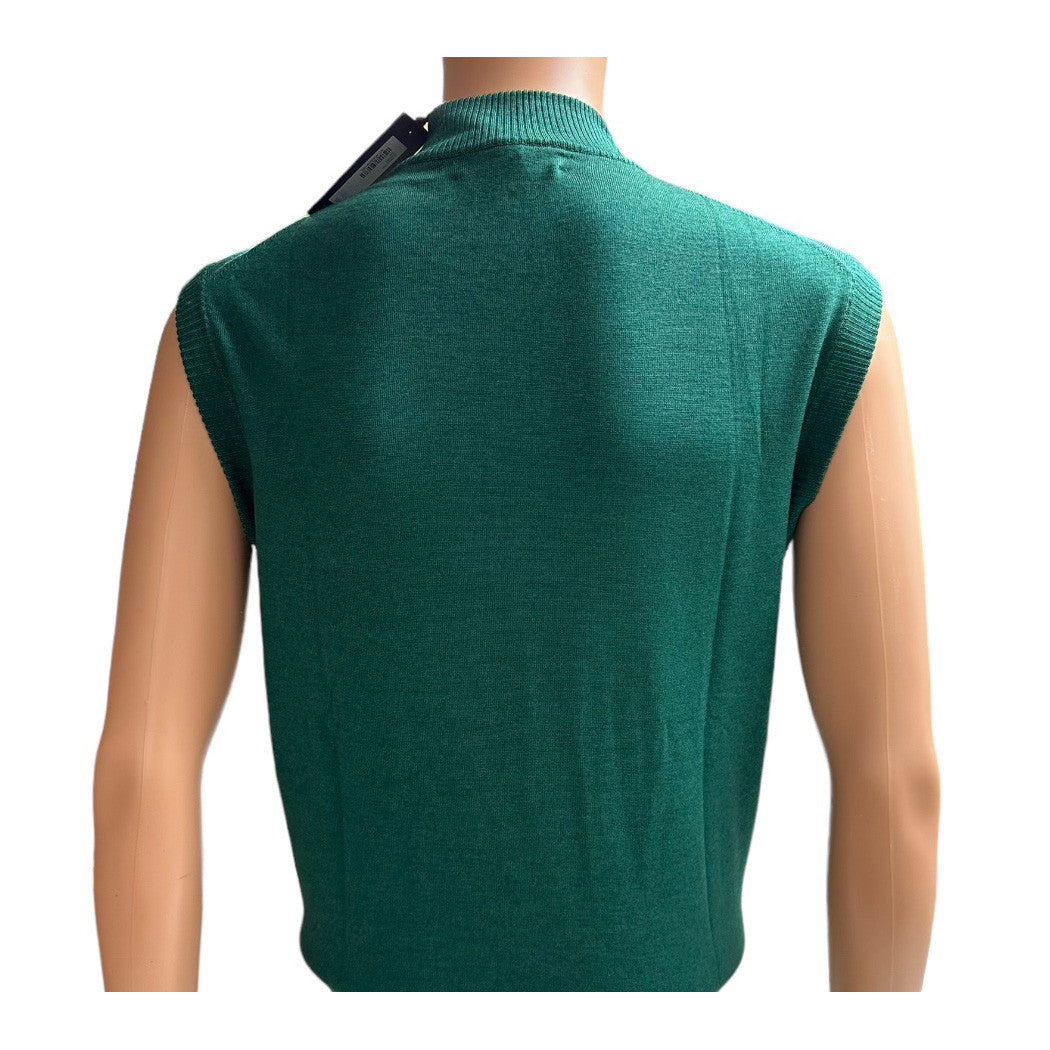 Masters Clubhouse Collection Made in Italy Evergreen Superfine Merino Wool 1/4 Zip Sleeveless Sweater Vest