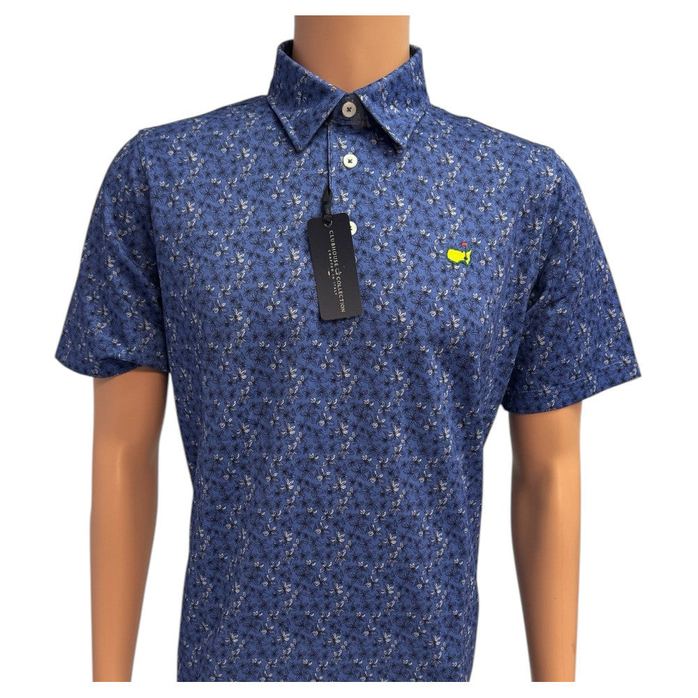 Masters Clubhouse Blue Polo with White and Navy Magnolias
