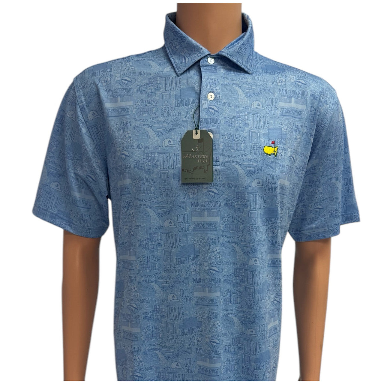 Masters Tech Blue Icon Patterned Performance Polo