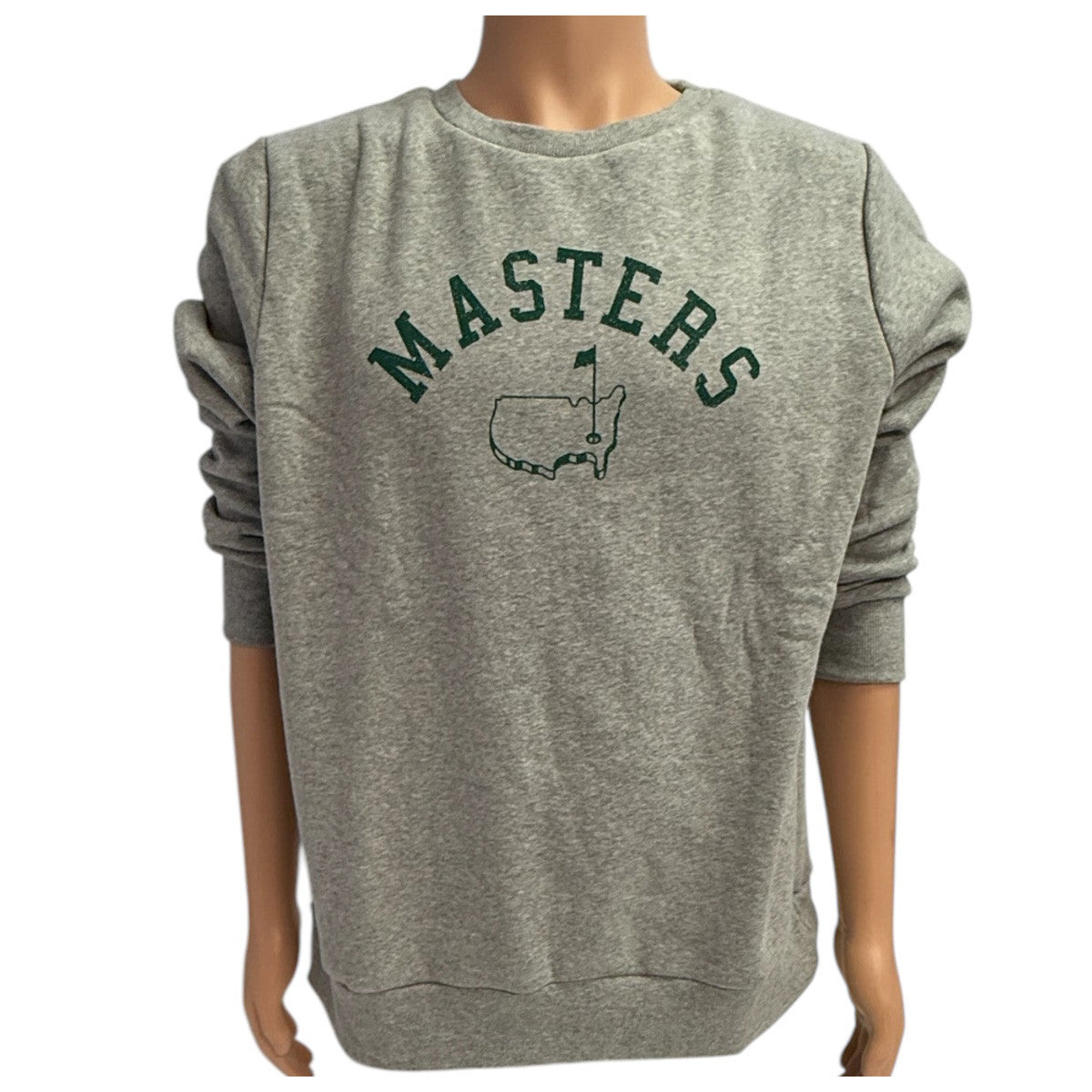 Masters Grey Cotton Blend Crewneck Sweatshirt with Dark Green Printed Logo