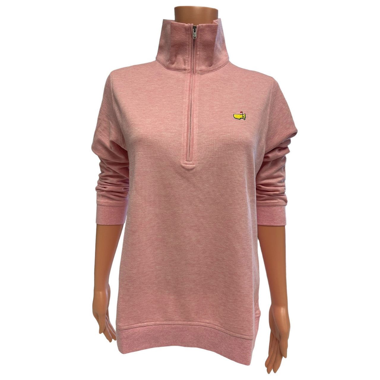 Masters Magnolia Lane Ladies Light Pink Heather Cotton Blend 1/4 Zip Pullover