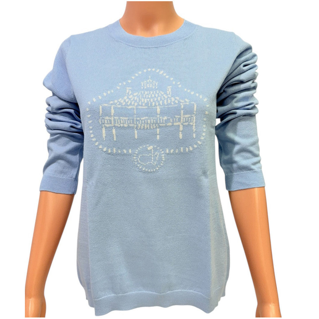 Masters Magnolia Lane Carolina Blue Knitted Sweater with Clubhouse in White