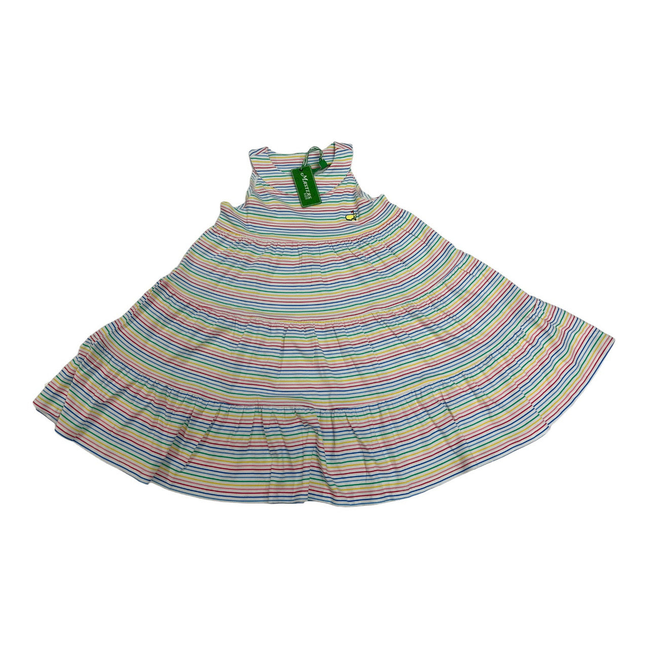 Masters Kids Collection Girls Rainbow Stripe Cotton Sleeveless Ruffle Skirt Dress
