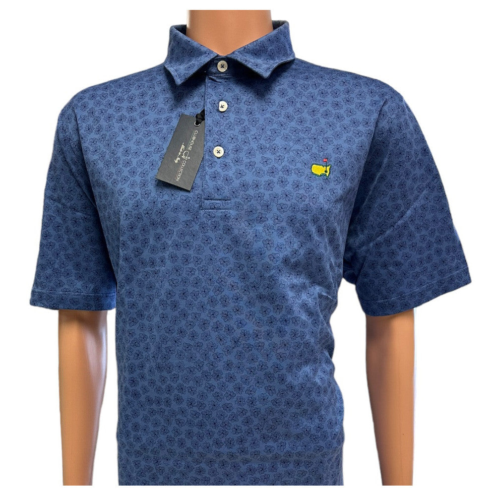 Masters Clubhouse Collection Blue Magnolias Cotton Jacquard Polo Golf Shirt