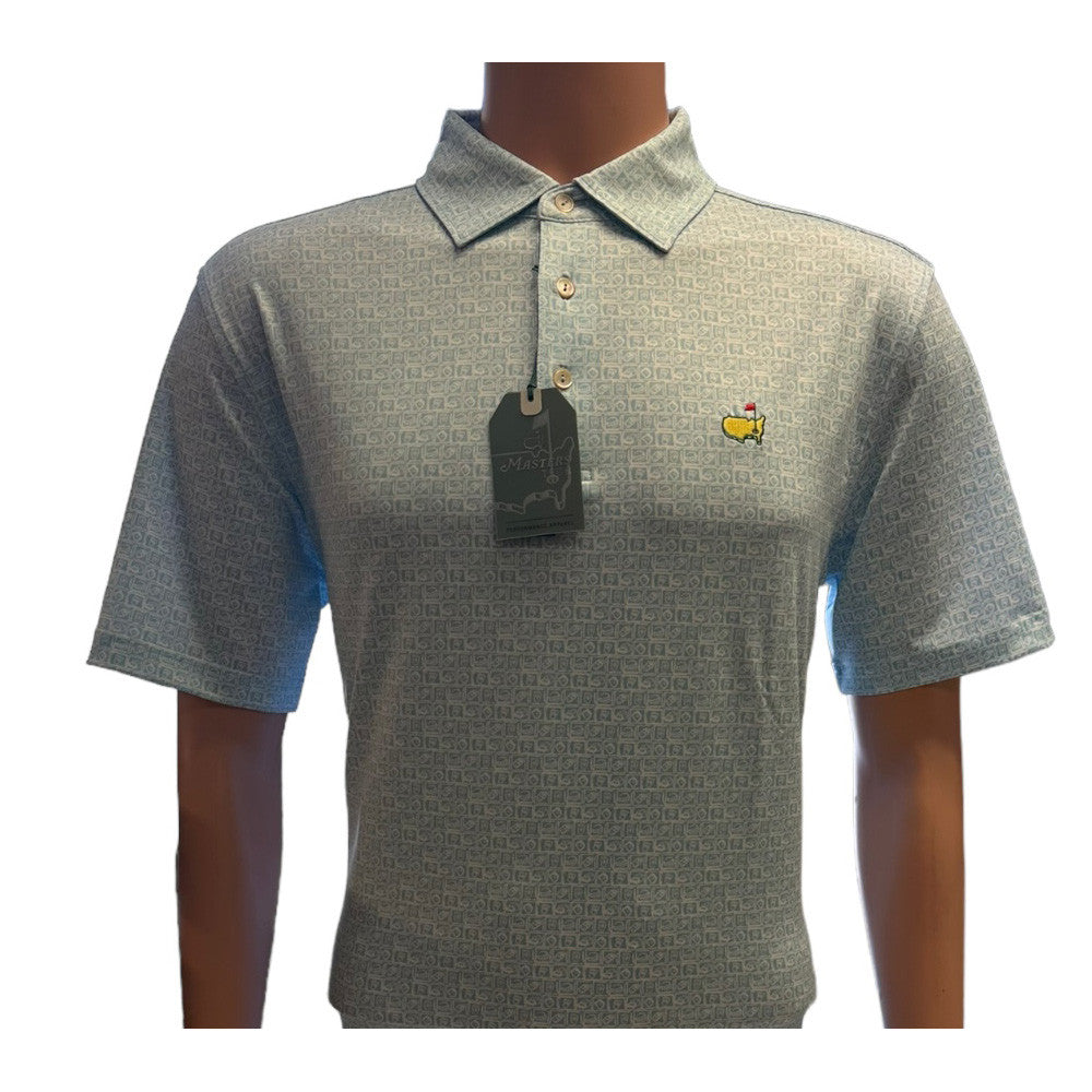 Masters Tech Powder Blue Concessions Boxes Performance Golf Shirt Polo