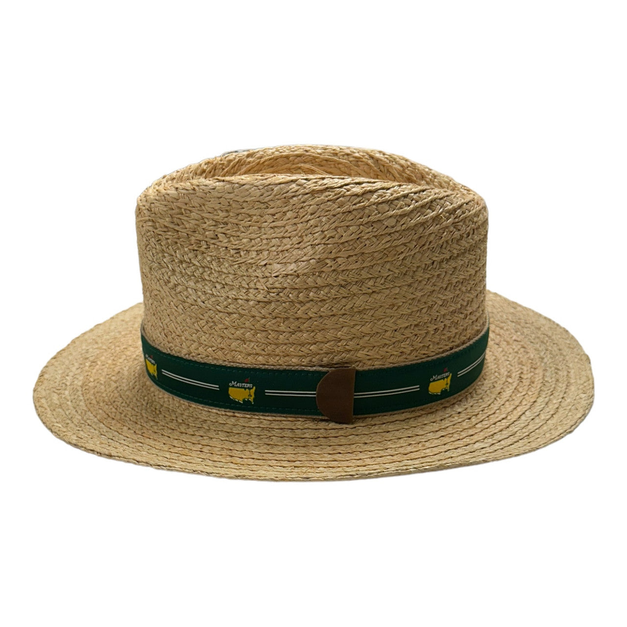 Masters Dorfman Pacific Straw Hat with Woven Masters Logo and White Stripes Pattern Green Band (2 Sizes)