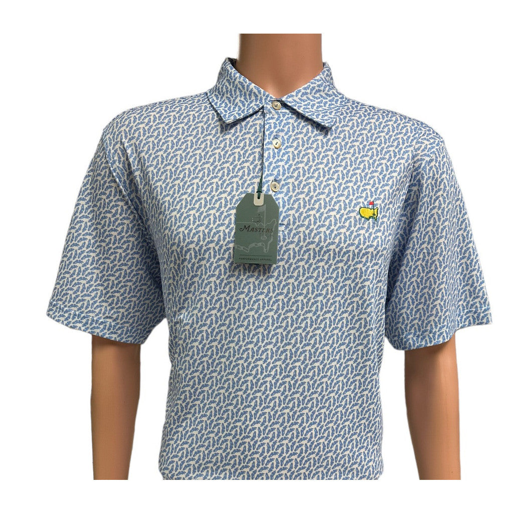 Masters Tech White with Blue Hole 10 Bunker Pattern Performance Polo