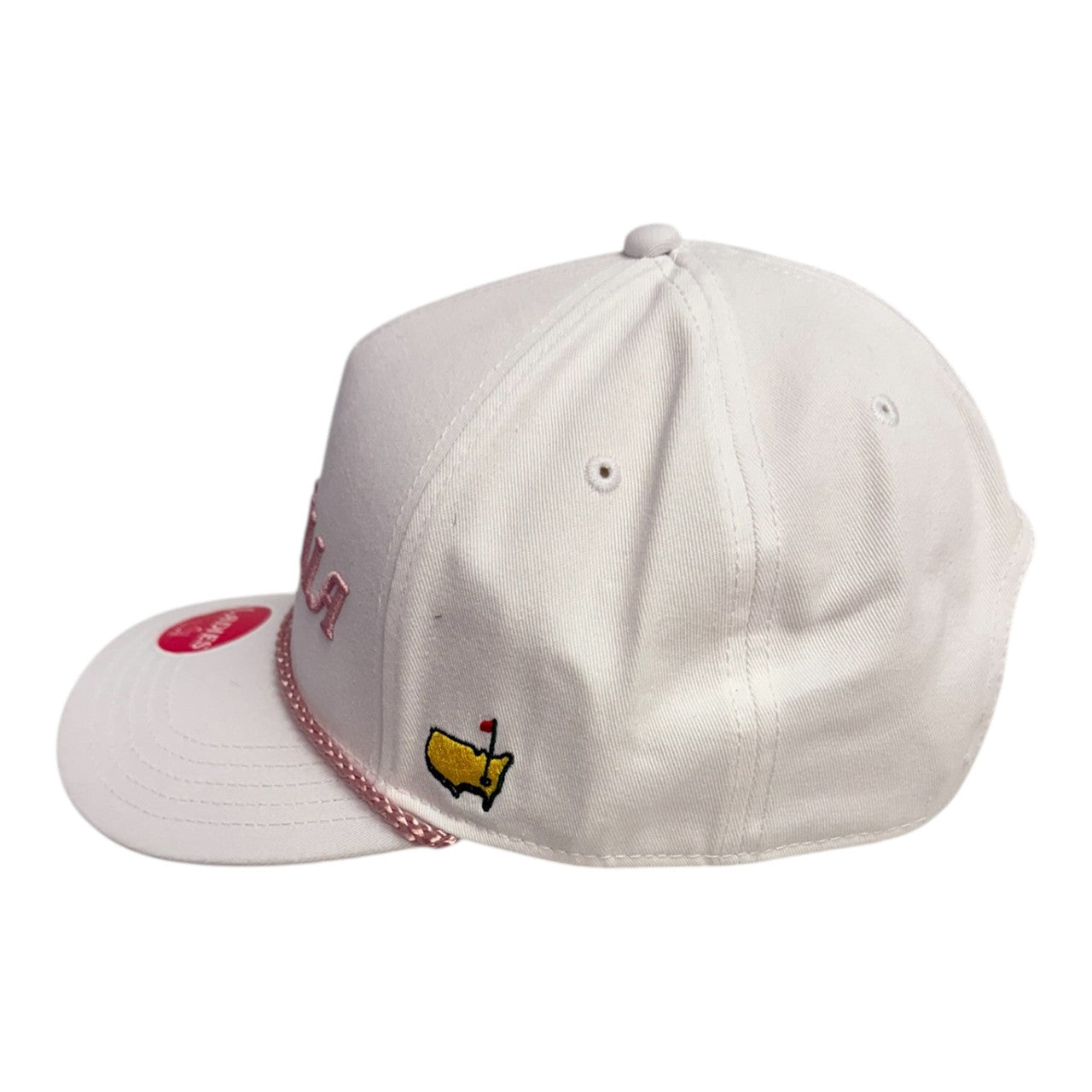 Masters Ladies White Rope Hat with Magnolia in Raised Pink
