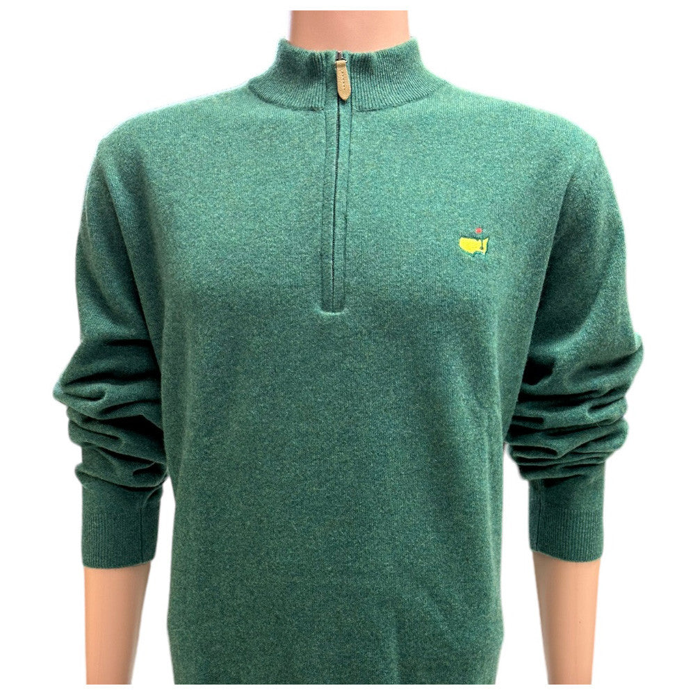 Masters Clubhouse Collection Italian Cashmere Evergreen Half Zip Sweater