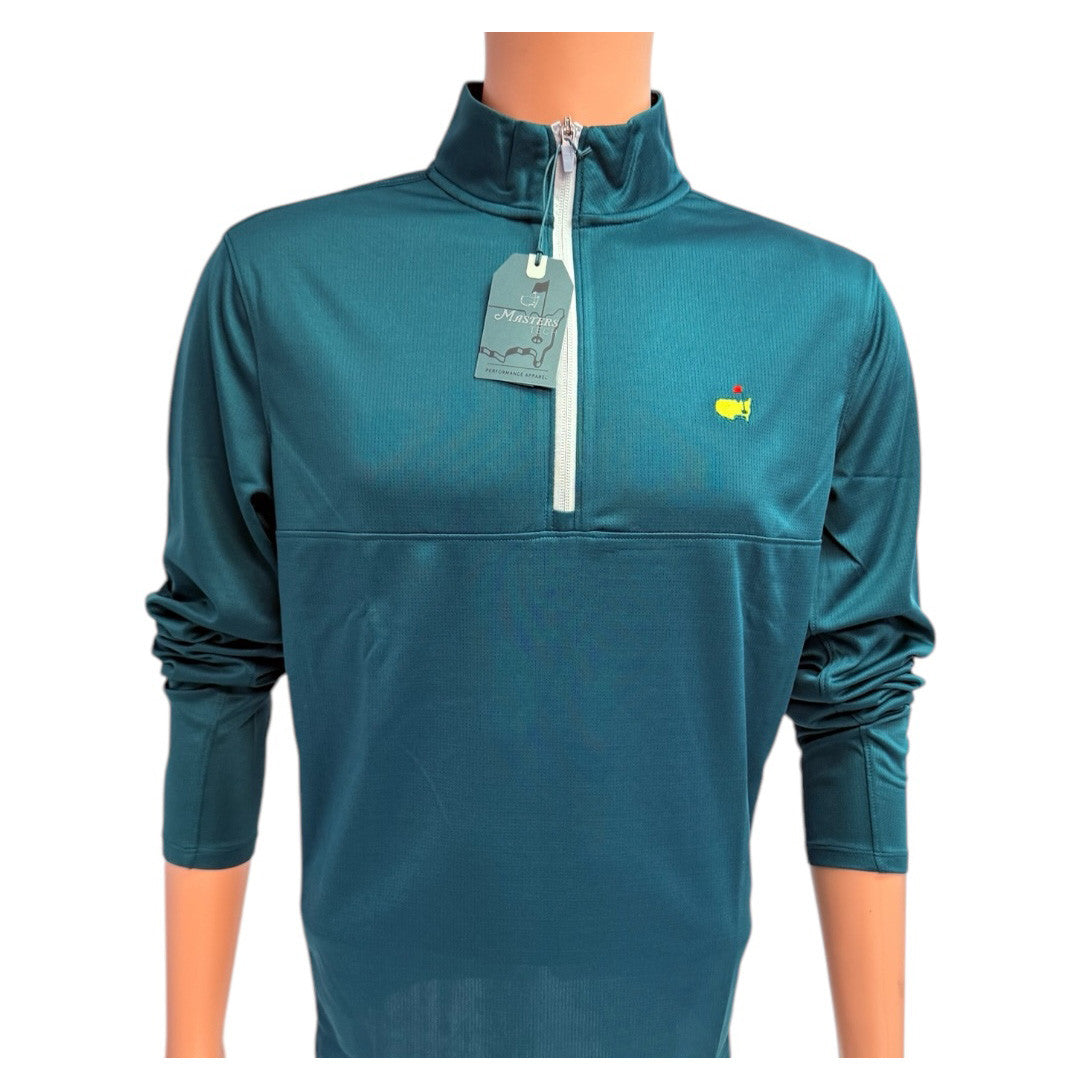 Masters Performance Tech Green Textured 1/4 Zip Pullover with Grey Zipper
