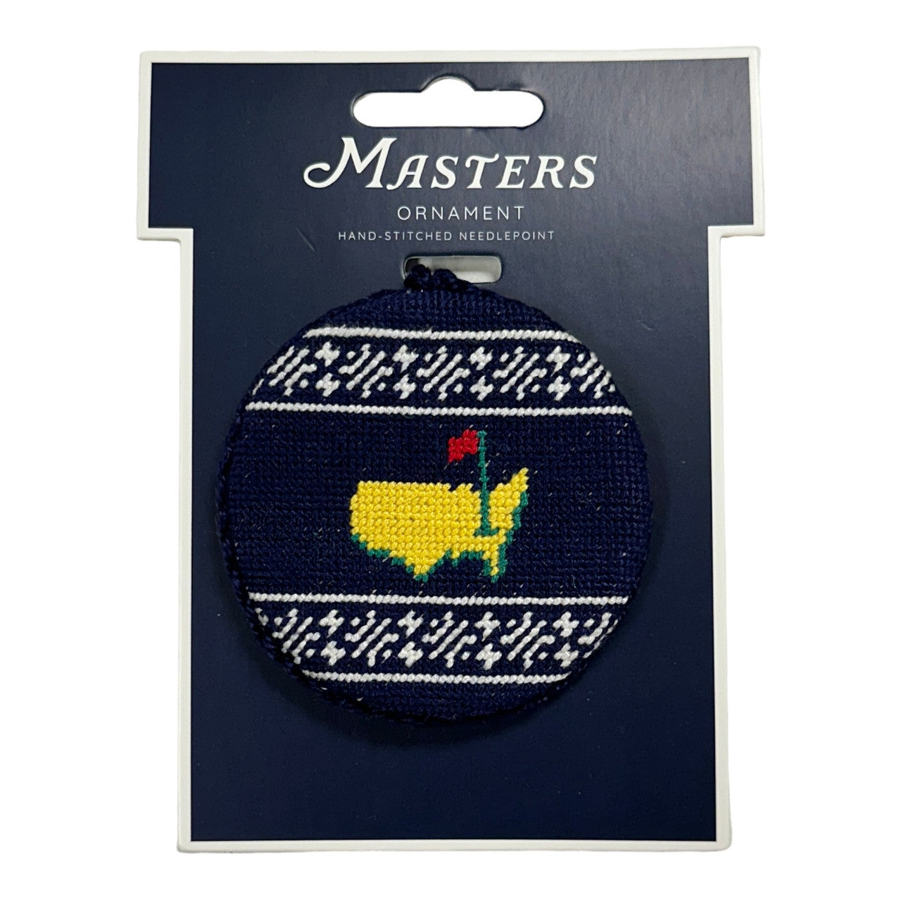 Masters Smathers & Branson Navy and White Fairisle Needlepoint Round Holiday Ornament