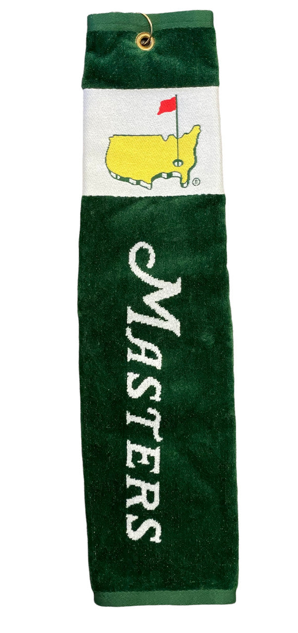 Masters Tri Fold Golf Towel - Green/White Script