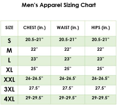 blue corner t shirt size chart